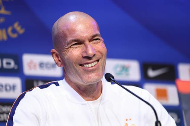 October 1, 2026, Saint-Denis, Ile-De-France, France: Head coach ZINEDINE ZIDANE of France appears relaxed and smiles during the press conference, PK, Pressekonferenz a day ahead of the UEFA Nations League 2026 27 groupe stage matchday 3 of 6 between FRANCE and ITALY at the Stade de France in Saint-Denis, France. Saint-Denis France - ZUMAc179 20261001_zep_c179_034 Copyright: xMickaelxChavetx