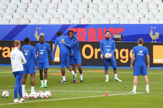 October 1, 2026, Saint-Denis, Ile-De-France, France: OUSMANE DEMBELE, RAYAN CHERKI and MICHAEL OLISE in the Team France Training Session a day ahead of the UEFA Nations League 2026 27 groupe stage matchday 3 of 6 between FRANCE and ITALY at the Stade de France in Saint-Denis, France. Soccer 2026: Nations League: France : Italy  - ZUMAc179 20261001_zep_c179_057 Copyright: xMickaelxChavetx