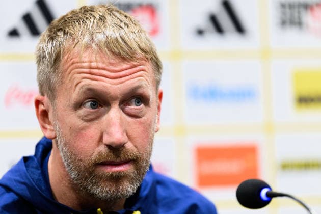 261001 Head coach Graham Potter of the Swedish men s national football team at a press conference, PK, Pressekonferenz on October 1, 2026 in Sarajevo. Photo: Ludvig Thunman BILDBYRAN kod LT LT0822 fotboll football soccer fotball nations league uefa nations league presskonferens press conference sverige sweden sverige a bbeng fotboll football soccer fotball nations league uefa nations league presskonferens press conference sverige sweden sverige a bbeng Copyright: LUDVIGxTHUNMAN BB261001LT003