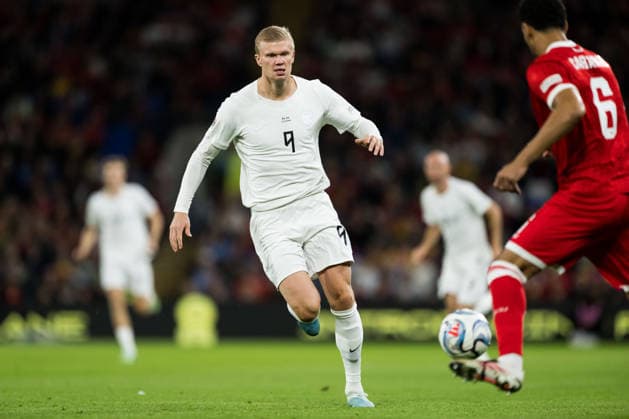 261001 Erling Braut Haaland of Norway during the Nations League football match between Wales and Norway on October 1, 2026 in Cardiff. Photo: Vegard Grott BILDBYRAN kod VG VG1015 bbeng fotboll football soccer fotball nations league landskamp norge norway walesbbeng fotboll football soccer fotball nations league landskamp norge norway wales Copyright: VEGARDxGRoTT BB261001VG016