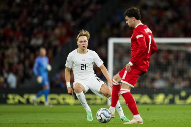 261001 Andreas Schjelderup of Norway during the Nations League football match between Wales and Norway on October 1, 2026 in Cardiff. Photo: Vegard Grott BILDBYRAN kod VG VG1015 bbeng fotboll football soccer fotball nations league landskamp norge norway walesbbeng fotboll football soccer fotball nations league landskamp norge norway wales Copyright: VEGARDxGRoTT BB261001VG018