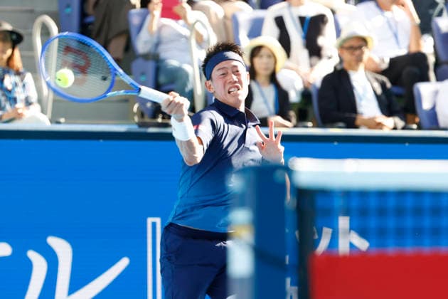 October 1, 2026, Tokyo, Japan: Kei Nishikori (Japan) returns a shot against Frances Tiafoe (USA) during their Round of 32 match at the Kinoshita Group Japan Open Tennis Championships at Ariake Colosseum in Tokyo. The tournament runs from September 29 to October 6. Tiafoe won 6-4, 6-4. Tennis 2026: Frances Tiafoe Battles Kei Nishikori In Japan Open  - ZUMAm191 20261001_aap_m191_039 Copyright: xRodrigoxReyesxMarinx