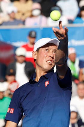 October 1, 2026, Tokyo, Japan: Kei Nishikori (Japan) serves against Frances Tiafoe (USA) during their Round of 32 match at the Kinoshita Group Japan Open Tennis Championships at Ariake Colosseum in Tokyo. The tournament runs from September 29 to October 6. Tiafoe won 6-4, 6-4. Tennis 2026: Frances Tiafoe Battles Kei Nishikori In Japan Open  - ZUMAm191 20261001_aap_m191_068 Copyright: xRodrigoxReyesxMarinx