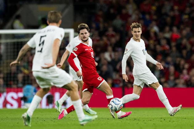 261001 David Moller Wolfe of Norway during the Nations League football match between Wales and Norway on October 1, 2026 in Cardiff. Photo: Vegard Grott BILDBYRAN kod VG VG1015 bbeng fotboll football soccer fotball nations league landskamp norge norway walesbbeng fotboll football soccer fotball nations league landskamp norge norway wales Copyright: VEGARDxGRoTT BB261001VG036