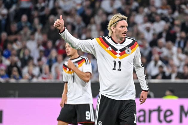Nick Woltemade (Germany) gestures during the UEFA Nations League 2026 27 group phase match between Germany and Serbia at Allianz Arena on October 1, 2026 in Munich, Germany. (Photo by Harry Langer DeFodi Images) -