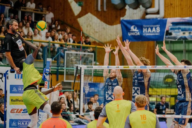 VOLLEYBALL - Coppa Pallavolo Senza Confini HARTBERG,AUSTRIA,01.OCT.26 - VOLLEYBALL - Coppa Pallavolo Senza Confini, TSV Hartberg vs Verona Volley. Image shows Noumory Keita (Verona).  GEPAxpictures xRomanxKoenigshofer