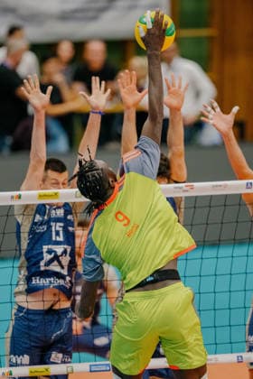 VOLLEYBALL - Coppa Pallavolo Senza Confini HARTBERG,AUSTRIA,01.OCT.26 - VOLLEYBALL - Coppa Pallavolo Senza Confini, TSV Hartberg vs Verona Volley. Image shows Noumory Keita (Verona).  GEPAxpictures xRomanxKoenigshofer