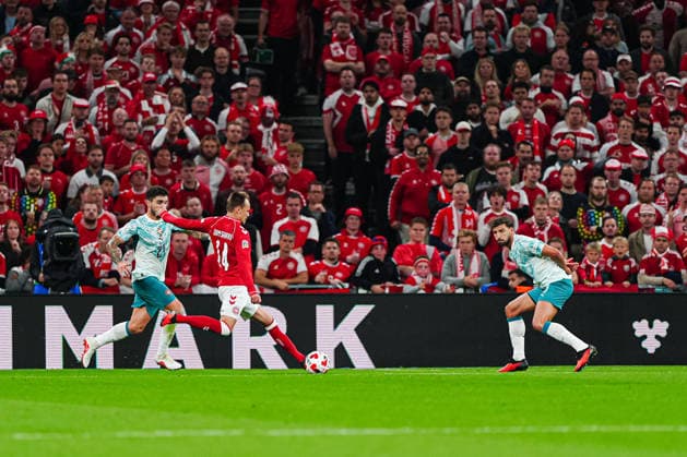 Tor zum 1:1 Mikkel Damsgaard (Dänemark, 14) DEN, Dänemark vs. Portugal, Fußball, UEFA Nations League A, Gruppe 4, Spieltag 03, Saison 2026 2027, 01.10.2026 DEN, Dänemark vs. Portugal, Fußball, UEFA Nations League A, Gruppe 4, Spieltag 03, Saison 2026 2027, 01.10.2026 Kopenhagen Copyright: xEibner-Pressefoto MarcelxvonxFehrnx EP_MFN