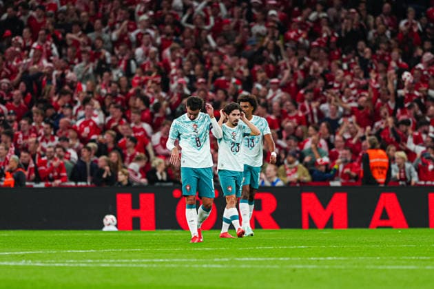 Enttäuschung Portugal nach Tor zum 1:1 Mikkel Damsgaard (Dänemark, 14) DEN, Dänemark vs. Portugal, Fußball, UEFA Nations League A, Gruppe 4, Spieltag 03, Saison 2026 2027, 01.10.2026 DEN, Dänemark vs. Portugal, Fußball, UEFA Nations League A, Gruppe 4, Spieltag 03, Saison 2026 2027, 01.10.2026 Kopenhagen Copyright: xEibner-Pressefoto MarcelxvonxFehrnx EP_MFN