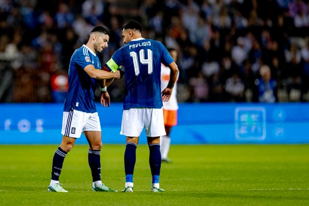 THESSALONIKI - Griekenland forward Vangelis Pavlidis during the UEFA Nations League match between Griekenland and Nederland at Toumba Stadion on 1 October 2026 in Thessaloniki, Griekenland. (Photo by DeFodi Images) -