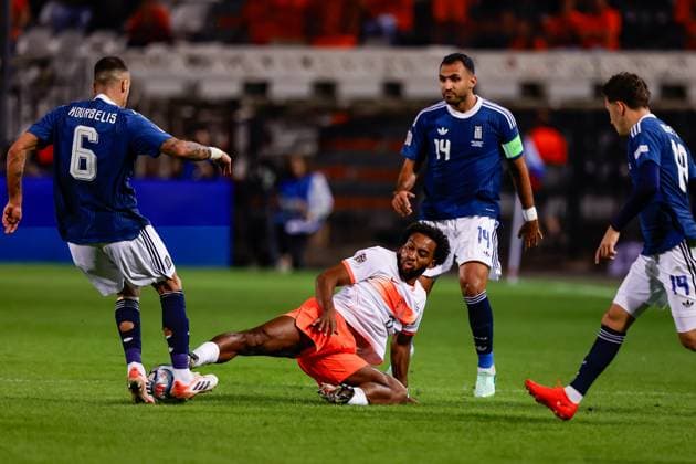 THESSALONIKI , 01-10-2026 , Toumba Stadium , season 2026 2027 , UEFA Nations League football , match between Greece and The Netherlands. picture shows Netherlands player Quinten Timber Greece - Netherlands  x207788389x Copyright: