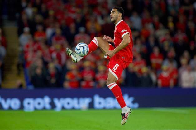 RECORD DATE NOT STATED Football - UEFA Nations League - Group A4 - Wales v Norway CARDIFF, WALES - Thursday, October 1, 2026: Wales Ben Cabango during the UEFA Nations League Group A4 Matchday 3 match between Wales and Norway at the Cardiff City Stadium. (Photo by David Rawcliffe Propaganda) CARDIFF Cardiff City Stadium CARDIFF WALES  Copyright: xDavidxRawcliffex 2026-10-01-Wales_v_Norway-050