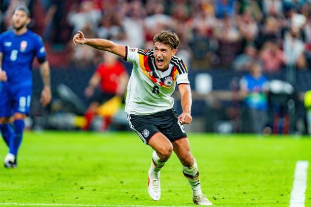 Nations League, Gruppe A, 3. Spieltag, Deutschland vs. Serbien am 01.10.2026 in der Allianz Arena in München Tor zum 1:0 durch Tom Bischof (Deutschland) Copyright: xBahhoxKarax