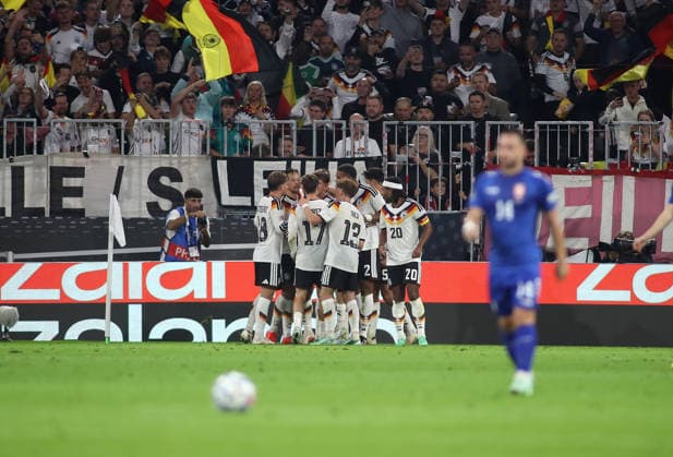 Deutschland - Serbien, Fussball, Herren, Saison 2026 2027, Länderspiel, Nations League, 3.Spieltag, Liga A, Gruppe 2, Allianz Arena 1:0 durch Tom Bischof (Deutschland) Tor, Jubel