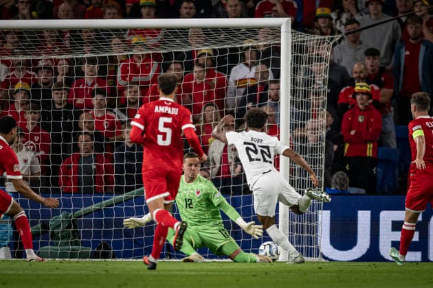 RECORD DATE NOT STATED 1st October 2026; Cardiff City Stadium, Cardiff, Wales; UEFA Nations League Football, Wales versus Norway; Oscar Bobb of Norway scores in the 11th minute to make the score 0-1 GodfreyxPitt