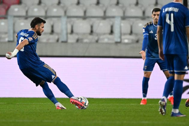 SOCCER - UEFA Nations League - Israel vs. Kosovo Photo by IPA ABACAPRESS.COM89190109 - Lumbardh Dellova (Kosovo) during the Nations League, Matchday 3, League B Group B3, between Israel and Kosovo on October 1, 2026, at Nagyerdei Stadium in Debrecen, Hungary Haifa Israel  Copyright: xIPAxSport ABACAx