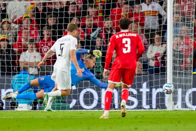Soccer, Nations League: Wales vs. Norway, Nations League in Cardiff, Wales 20261001 Norway’s Orjan Haskjold Nyland during the international soccer match between Wales and Norway in the Nations League at Cardiff City Stadium. Photo: Lise Aserud, NTB, Cardiff, Wales. EDITORIAL USE ONLY. RESTRICTED USE FOR BETTING COMPANIES.  Copyright: xLisexAserudxx xNTBx