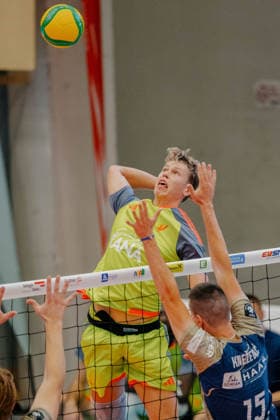 VOLLEYBALL - Coppa Pallavolo Senza Confini HARTBERG,AUSTRIA,01.OCT.26 - VOLLEYBALL - Coppa Pallavolo Senza Confini, TSV Hartberg vs Verona Volley. Image shows Lukas Glatz (Verona).  GEPAxpictures xRomanxKoenigshofer