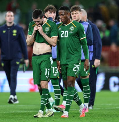 UEFA Nations League Group Stage, Aviva Stadium, Dublin 1 10 2026 Republic of Ireland vs Austria Ireland s Finn Azaz and Chiedozie Ogbene after the game Finn Azaz and Chiedozie Ogbene after the game 1 10 2026  Copyright: xx RB1_2854