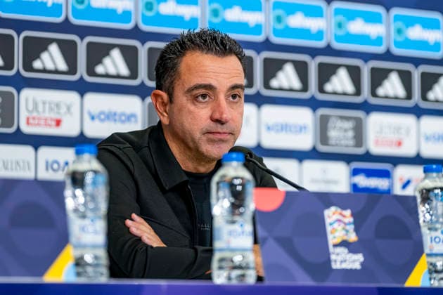 THESSALONIKI - Nederland head coach Xavi Hernandez appeared contrite about the poor starting lineup at the press conference, PK, Pressekonferenz following the UEFA Nations League match between Griekenland and Nederland at Toumba Stadion on 1 October 2026 in Thessaloniki, Griekenland. (Photo by DeFodi Images) -