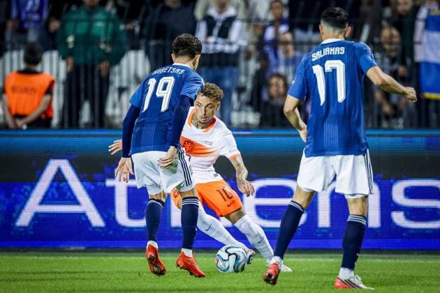 THESSALONIKI , 01-10-2026 , Toumba Stadium , season 2026 2027 , UEFA Nations League football , match between Greece and The Netherlands. picture shows Netherlands player Noa Lang Greece - Netherlands  x207794264x Copyright: