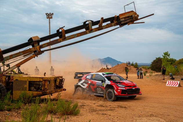 FIA WRC, Motorsport Rallye, WM 2026: Rally Italia Sardegna - Day 1 Elfyn Evans (GBR) and Scott Martin (GBR) on a Toyota GR Yaris Rally1 in action during the FIA WRC RALY ITALIA SARDEGNA in Alghero, Italy on 1-4 October, 2026. Algero Sardinia Italy  Copyright: xFedericoxManonix originalFilename:manoni-rallyita261001_npa4P.jpg
