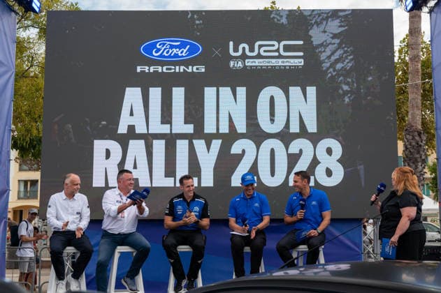FIA WRC, Motorsport Rallye, WM 2026: Rally Italia Sardegna - Day 1 Jim Baumbick,Mark Rushbook, Richard Millener, Eric Boullier, Xavier Mestelan Piton during the presentation the FIA WRC RALY ITALIA SARDEGNA in Alghero, Italy on 1-4 October, 2026. Algero Sardinia Italy  Copyright: xFedericoxManonix originalFilename:manoni-rallyita261001_npE1U.jpg