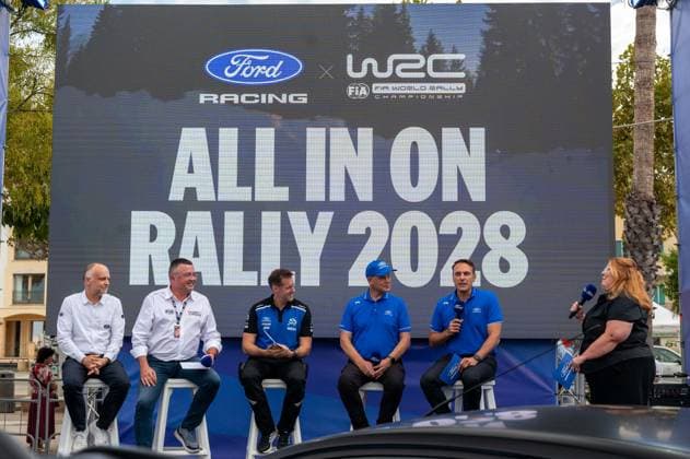 FIA WRC, Motorsport Rallye, WM 2026: Rally Italia Sardegna - Day 1 Jim Baumbick,Mark Rushbook, Richard Millener, Eric Boullier, Xavier Mestelan Piton during the presentation the FIA WRC RALY ITALIA SARDEGNA in Alghero, Italy on 1-4 October, 2026. Algero Sardinia Italy  Copyright: xFedericoxManonix originalFilename:manoni-rallyita261001_npo9H.jpg