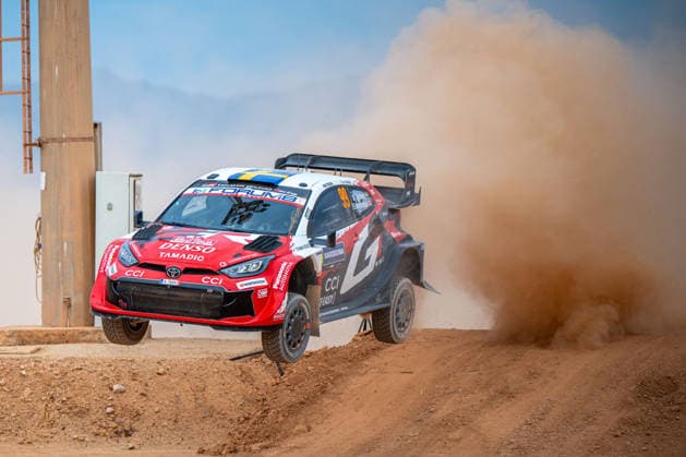 FIA WRC, Motorsport Rallye, WM 2026: Rally Italia Sardegna - Day 1 Oliver Solberg (SWE) and Elliott Edmondson (GBR) on a Toyota GR Yaris Rally1 in action during the FIA WRC RALY ITALIA SARDEGNA in Alghero, Italy on 1-4 October, 2026. Algero Sardinia Italy  Copyright: xFedericoxManonix originalFilename:manoni-rallyita261001_npOJm.jpg
