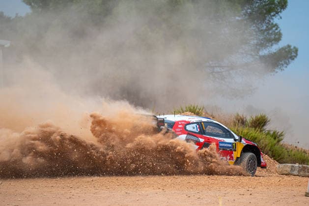 FIA WRC, Motorsport Rallye, WM 2026: Rally Italia Sardegna - Day 1 Sebastien Ogier (FRA) and Vincent Landais (FRA) on a Toyota GR Yaris Rally1 in action during the FIA WRC RALY ITALIA SARDEGNA in Alghero, Italy on 1-4 October, 2026. Algero Sardinia Italy  Copyright: xFedericoxManonix originalFilename:manoni-rallyita261001_npRa7.jpg