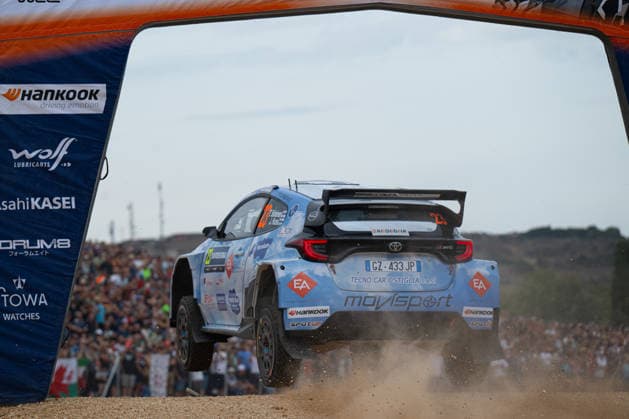 FIA WRC, Motorsport Rallye, WM 2026: Rally Italia Sardegna - Day 1 Teemu Suninen (FIN) and Janni Hussi (FIN) on a Toyota GR Yaris Rally2 in action during the FIA WRC RALY ITALIA SARDEGNA in Alghero, Italy on 1-4 October, 2026. Algero Sardinia Italy  Copyright: xFedericoxManonix originalFilename:manoni-rallyita261001_npxyg.jpg