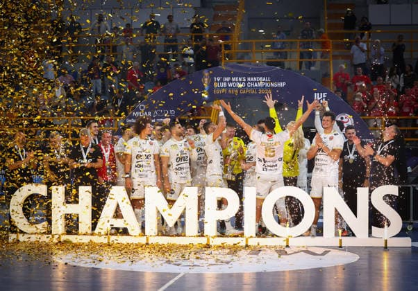 Barcelona v Veszprem - Final IHF Men Handball Club World Championship, WM, Weltmeisterschaft 2026 Veszprem players the Champions of the 19th IHF Men s Handball Club World Championship - Egypt 2026 at New Administrative Capital Hall Cairo Cairo Egypt Copyright: xMohamedxTageldinx