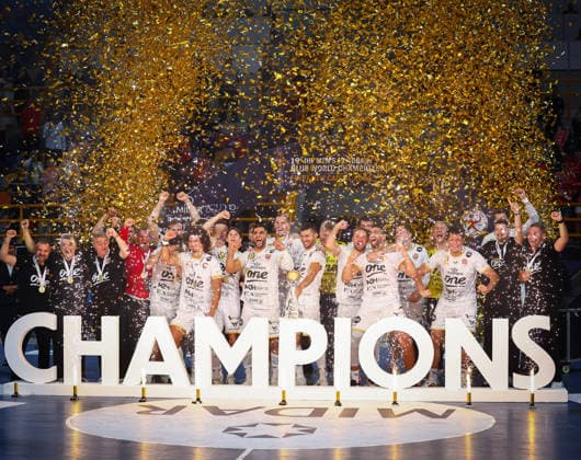 Barcelona v Veszprem - Final IHF Men Handball Club World Championship, WM, Weltmeisterschaft 2026 Veszprem players the Champions of the 19th IHF Men s Handball Club World Championship - Egypt 2026 at New Administrative Capital Hall Cairo Cairo Egypt Copyright: xMohamedxTageldinx