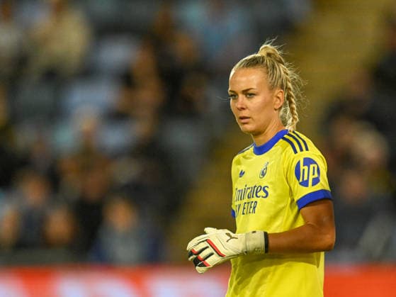 Manchester City Women v Real Madrid Women UEFA Womens Champions League Merle Frohms of Real Madrid women during the UEFA Womens Champions League match at Joie Stadium, Manchester 01 10 2026 UK Newspapers OUT Copyright: xKarlxVallantinex FIL-24020-0038