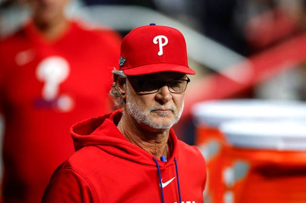 Philadelphia Phillies manager Don Mattingly before Game 3 of the National League Wildcard Series against the Atlanta Braves at Truist Park on Thursday, October 1, 2026 in Atlanta, Georgia.  ATL20261001109 MikexZarrilli