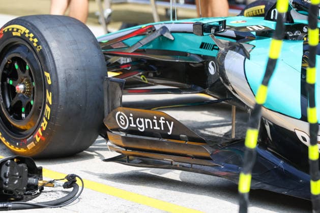 F1 - BAHRAIN GRAND PRIX IN MALAYSIA 2026 Mercedes AMG F1 Team W17, mechanical detail floor board during the 2026 Formula 1 Bahrain Grand Prix in Malaysia, 16th round of the 2026 Formula One World Championship, WM, Weltmeisterschaft from October 2 to 4, 2026 on the Sepang International Circuit, in Sepang, Malaysia - SepangMalaysia  Copyright: xANTONINxVINCENTx