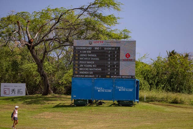 October 1, 2026, Honolulu, Hawaii, USA: By late noon during Round 1, A LIM KIM is in the lead at -7 at the 2026 Lotte Championship at Hoakalei Country Club, Ewa Beach, Hawaii, USA. Honolulu USA - ZUMAm310 20261001_zsp_m310_012 Copyright: xElliotxMilesx