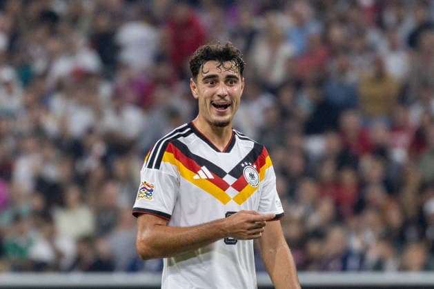 Fussball: UEFA Nations League 2026 - 2027, 3. Spieltag - Deutschland vs Serbien - Allianz-Arena (München) : Aleksandar Pavlovic (Deutschland, 5) Geste, Gestik, Emotion Copyright: xMichellexLukax