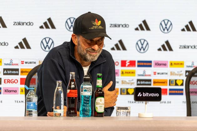 Fussball: UEFA Nations League 2026 - 2027, 3. Spieltag - Deutschland vs Serbien - Allianz-Arena (München) : Jürgen Klopp (Deutschland, Bundestrainer) in der Pressekonferenz nach dem Spiel Deutschland gegen Serbien Copyright: xMichellexLukax