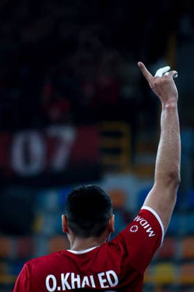 Al Ahly v Zamalek - Third Place Match - IHF Men s Super Globe Al Ahly player Omar Khaled celebrates scoring a point during the third-place match between Al Ahly and Zamalek in the IHF Men s Super Globe at the New Administrative Capital Hall in Cairo, Egypt, on October 1, 2026. Cairo Egypt  Copyright: xAhmedxMosaadx originalFilename:mosad-notitle261001_npoxR.jpg