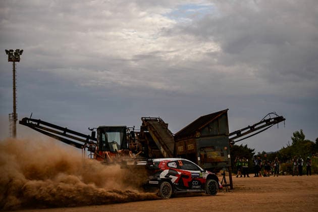 FIA WRC, Motorsport Rallye, WM Rally Italia Sardegna 2026 Elfyn Evans and co-driver Scott Martin of Toyota Gazoo Racing WRT face the press during shakedown in their Toyota GR Yaris Rally1 at the FIA World Rally Championship Rally Italia Sardegna in Alghero, Sardinia, Italy, on October 1, 2026. Alghero Sardinia Italy  Copyright: xLucaxBarsalix originalFilename:barsali-wrcrally261001_np3HN.jpg
