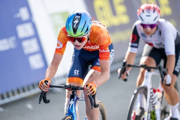 Australian Megan Arens of Team Picnic PostNL is pictured in action during the Women U23 Road Race race (88,4km) at the cycling UEC Road European Championships, in Ljubljana, Slovenia Friday 2 October 2026. The UEC Road European Championships are taking place from 02 to 07 October in Ljubljana, Slovenia. JASPER JACOBS DAVIDxPINTENS  x188516850x