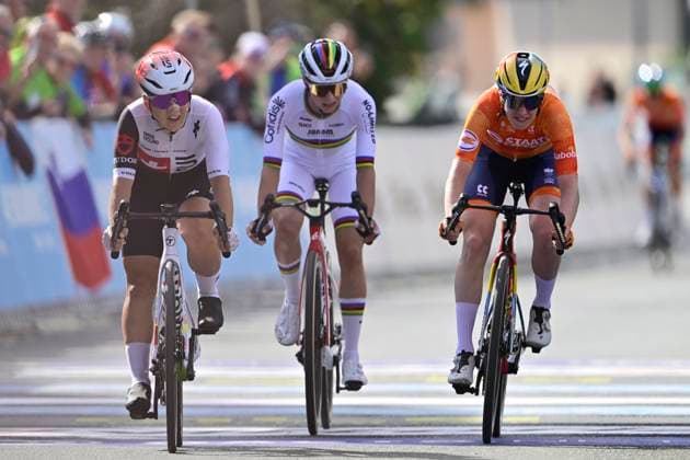 UEC 2026 Road European Championships Ljubljana 02 10 2026 SENCUR, SLOVENIA - OCTOBER 02 : Winter Mara (SUI) wins the sprint, second place for Vinke Nienke (NED), third place for Chladonova Viktoria (SVK) during the Women U23 cycling road race at the 2026 UEC Road European Championships. An UCI Continental Championships cycling race of 88,4 km with start and finsih in Sencur on October 2, 2026 in Sencur, Slovenia, 02 10 2026 Sencur Slovenia  Copyright: xJanxDexMeuleneirx