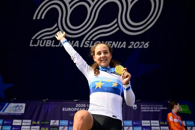 UEC 2026 Road European Championships Ljubljana 02 10 2026 SENCUR, SLOVENIA - OCTOBER 02 : Winter Mara (SUI) pictured during the podium ceremony of the Women U23 cycling road race at the 2026 UEC Road European Championships. An UCI Continental Championships cycling race of 88,4 km with start and finsih in Sencur on October 2, 2026 in Sencur, Slovenia, 02 10 2026 Sencur Slovenia  Copyright: xJanxDexMeuleneirx