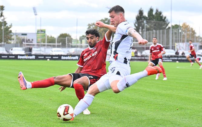 02.10.2026 - Fussball - Saison 2026 2027 - Testspiel Freundschaftsspiel Vorbereitungsspiel: 1. FC Nürnberg Nuernberg FCN ( Club ) - FC Ingolstadt FCI ( Schanzer ) - Sportfoto Zink - xwoxzix - Rayan Ghrieb (7, 1. FC Nürnberg FCN ) Jonas Scholz (15, FC Ingolstadt )ä