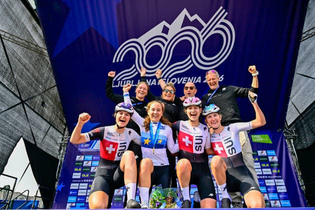 Mara Winter wins Road Race UEC Road European Championships 2026 Mara Winter Switzerland Strassenrennen Road Race 88km. Nienke Vinke, Netherlands, Viktoria ChladoÅˆova Slovakia UEC-Straßenradsport-Europameisterschaften 2026 - Rad-EM (offiziell 2026 UEC Road European Championships) vom 02. bis 07. Oktober 2026 in Ljubljana und Å enÄur (Slowenien).