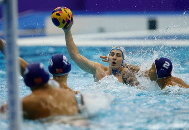 (261002) -- NAGOYA, Oct. 2, 2026 -- Ruslan Akhmetov (2nd R) of Kazakhstan competes during the men s Water polo, Wasserball semifinal match between China and Kazakhstan at the 20th Asian Games Aichi-Nagoya 2026 in Nagoya, Japan, Oct. 2, 2026. ) (SP)JAPAN-NAGOYA-ASIAN GAMES-WATER POLO-SEMIFINAL WuxZhizun 