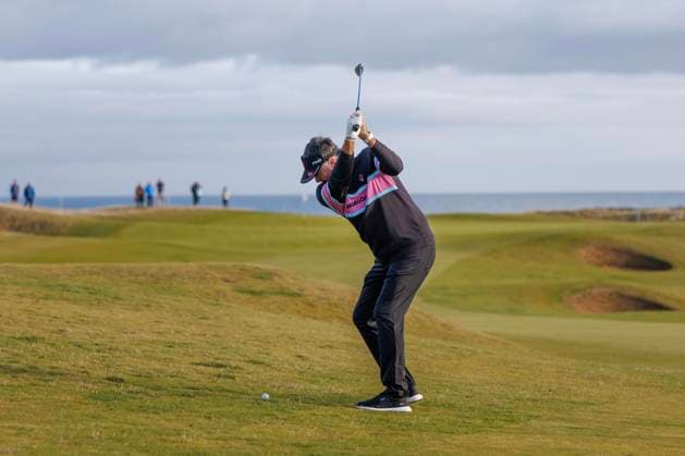 RECORD DATE NOT STATED 2nd October 2026; Kingsbarns Golf Links, St Andrews, Scotland; DP World Tour Golf, Alfred Dunhill Links Championship, Day 2; Bubba Watson of USA plays a shot from the fairway on the first hole DavidxYoung