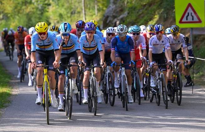 UEC 2026 Road European Championships Ljubljana 02 10 2026 LJUBLJANA, SLOVENIA - OCTOBER 02 : riders of Belgium leading the peloton during the Men U23 cycling road race at the 2026 UEC Road European Championships. An UCI Continental Championships cycling race of 141,9 km with start in Ljubljana and finish in Sencur on October 2, 2026 in Ljubljana, Slovenia, 02 10 2026 Ljubljana Slovenia  Copyright: xIvanxBenedettox