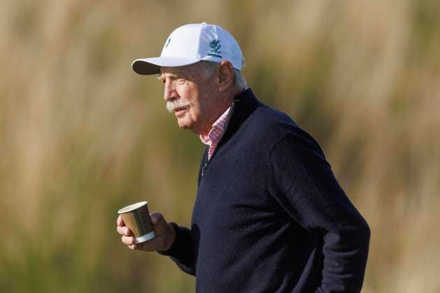 RECORD DATE NOT STATED 2nd October 2026; Kingsbarns Golf Links, St Andrews, Scotland; DP World Tour Golf, Alfred Dunhill Links Championship, Day 2; Demott Desmond, the largest individual shareholder in Celtic FC walks down the fifth hole DavidxYoung